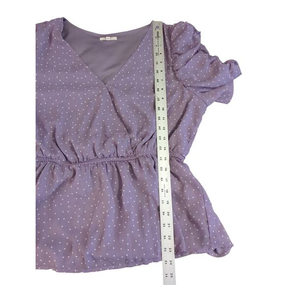 Maurices Top Womens Lg Purple Polka Dot Peplum Top Y2K - Picture 5 of 8